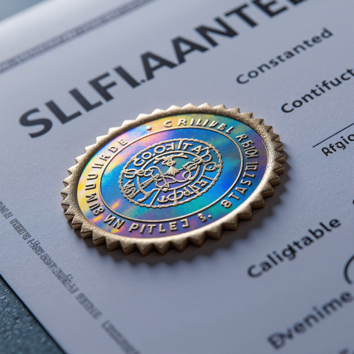 ISO 9001 certification logo and certificate, showing quality management system certification